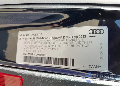 2019 Audi A4 45 Premium z USA, uszkodzony, nr VIN WAUENAF44KN014963